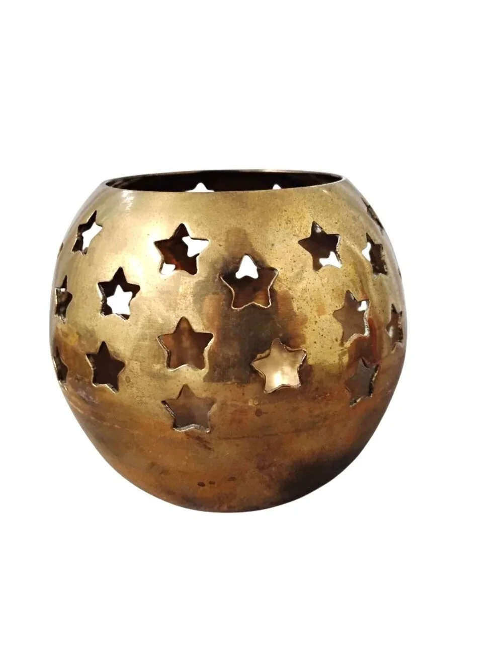 Vintage Brass Star Cutout Candle Holder 5 X 4 in Made in India